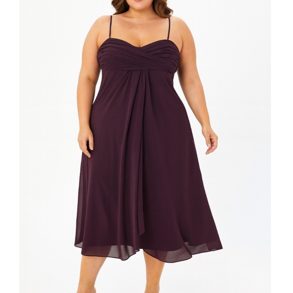 David’s Bridal Simple Chiffon Spaghetti Straps Deep burgundy Bridesmaid Dress 14 - Picture 1 of 11